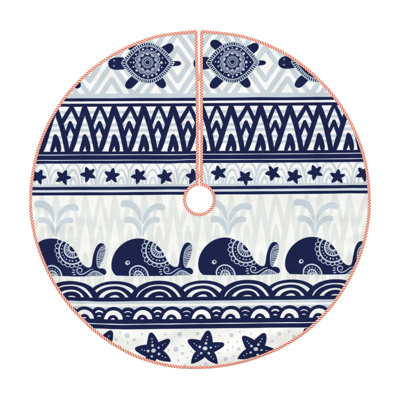 Balery Sea Underwater Animals1 Printed Christmas Tree Skirt , Merry