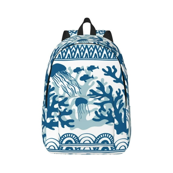 Balery Sea Underwater Jellyfish Vintage Canvas Backpack for Men and Women - Large Capacity, Durable Travel Laptop Bag for School, Work, Hiking, and Outdoor Activities