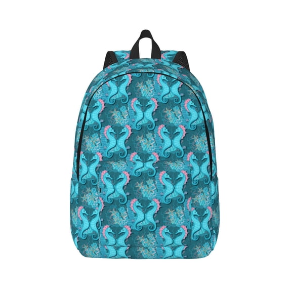 Balery Seahorse Vintage Canvas Backpack for Men and Women - Large Capacity, Durable Travel Laptop Bag for School, Work, Hiking, and Outdoor Activities