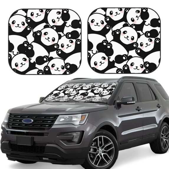 Balery Seamless Pattern Cute Panda Sun Shield 2 Pack For Car Front Windows Foldable Sun Visor Protector Blocks Max Uv Rays And Keeps Your Vehicle Cool For Most Sedans Suv Truck