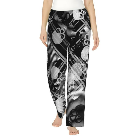 Balery Seamless Pattern With Skulls print Women's Pajama Pants,Ultra Lightweight Pjs,Lounge Pant-Small