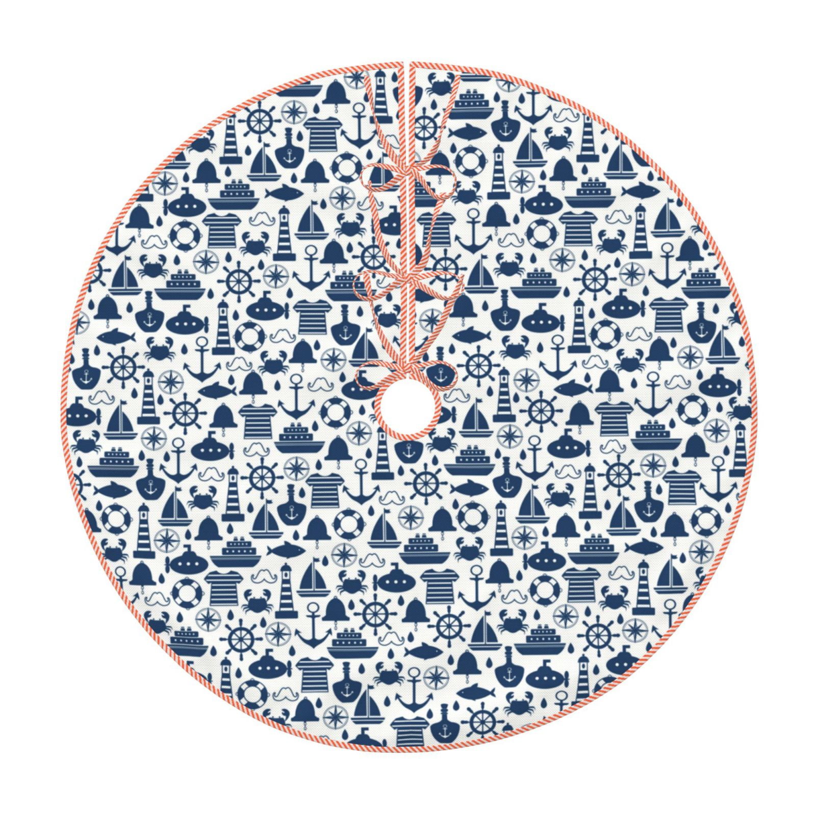 Balery Seaside Primary Color Printed Christmas Tree Skirt , Merry