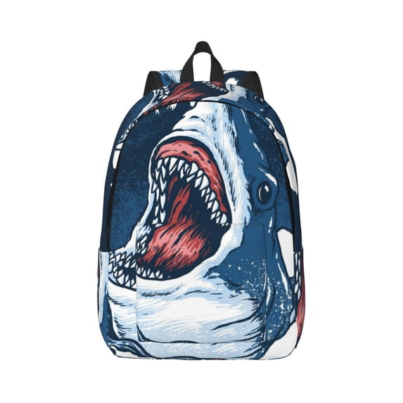 Balery Shark Vintage Canvas Backpack for Men and Women - Large Capacity, Durable Travel Laptop Bag for School, Work, Hiking, and Outdoor Activities