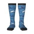 thumbnail image 1 of Balery Sharks On White Blue Striped Fun Novelty Socks Men'S Women'S Crew Socks Funny Crazy Novelty Socks Quirky And Cool Socks, 1 of 9