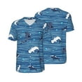 thumbnail image 1 of Balery Sharks on White Blue Striped Baseball Jersey for Men Casual Button Down Shirts Short Sleeve Active Team Sports Uniform-XX-Large, 1 of 9