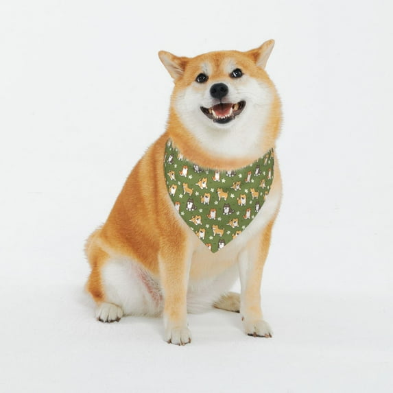 Balery Shiba Inu Dog And Flower Pattern Pet Scarf for Dogs and Cats – Stylish Reflective Design, Breathable & Durable Pet Bandana with Quick-Release Buckle-X-Large