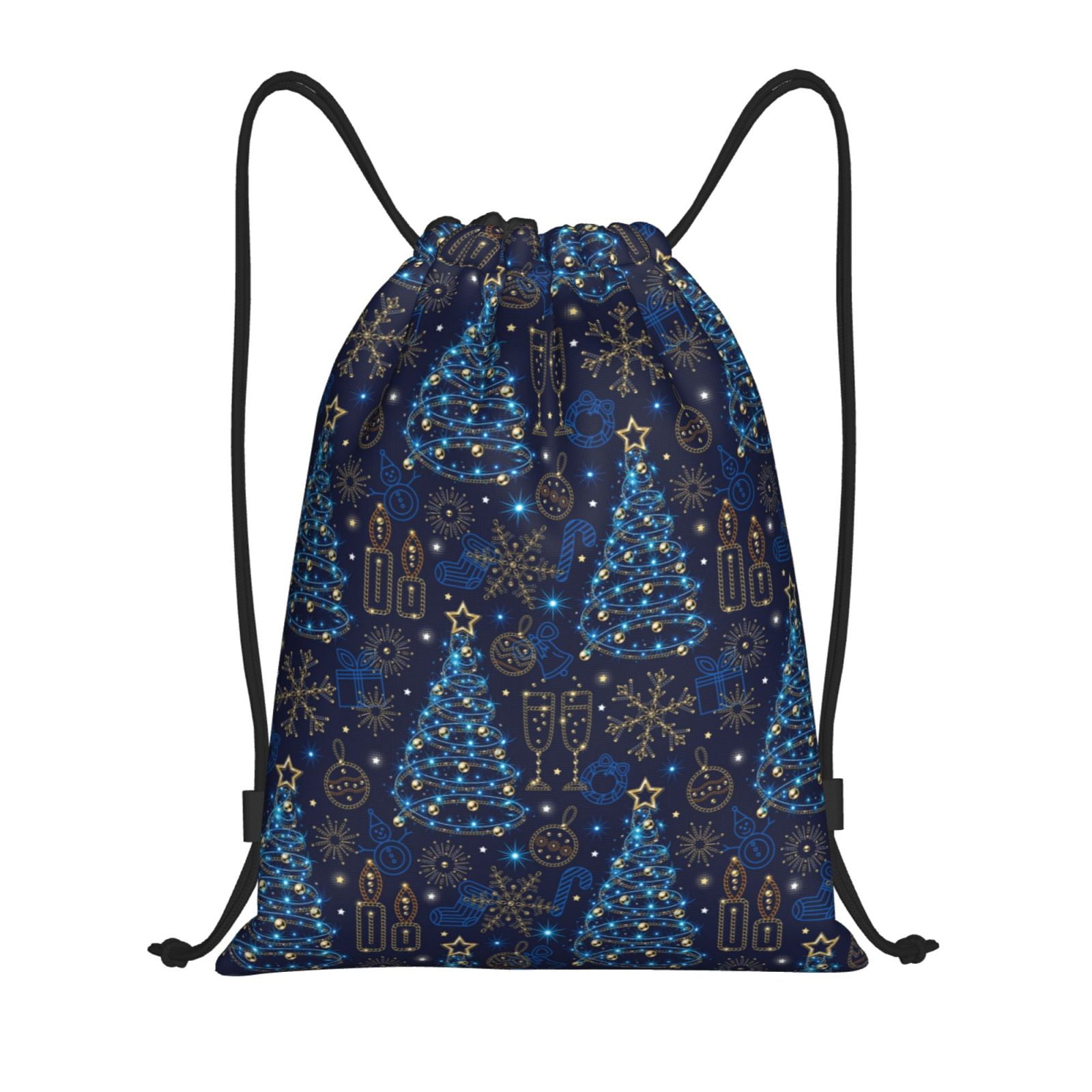 Balery Shining Christmas Tree Pattern Drawstring Backpack Bag Sport Gym
