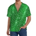 thumbnail image 1 of Balery Shiny round green sequins Pattern Men's Casual Button Down Shirt Short Sleeve Textured Summer Cuban Beach Shirts-, 1 of 5