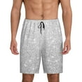thumbnail image 1 of Balery Silver Glitter Men's Cotton Knit Pajama Shorts Waistband & Pockets,Short Pajama Pants-Medium, 1 of 8