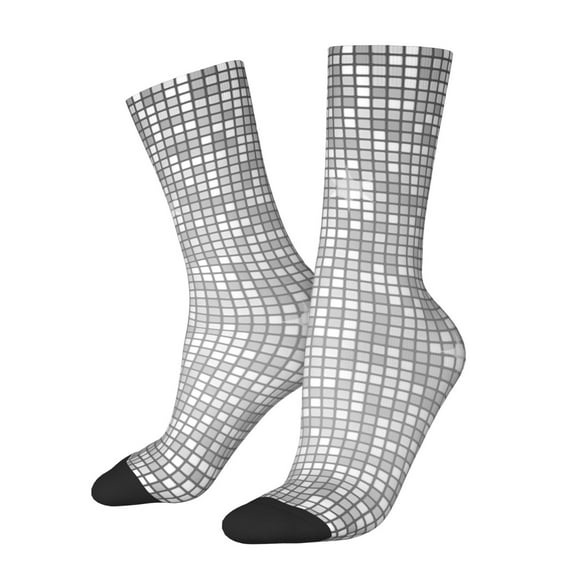 Balery Silver Mosaic Pattern Crew Socks Unisex– Soft & Breathable Socks for Men & Women, One-Size Fits Most (US 5-11), Comfortable & Durable for Daily Wear
