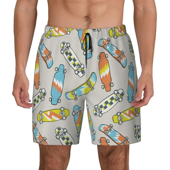 Balery Skateboard Mens Swim Trunks Swim Shorts for Men Quick Dry Inseam Beach Shorts with Compression Liner Pocket-