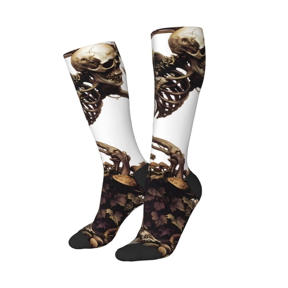 Balery Skeleton Dance with Mushrooms Printed Novelty Socks Men's Women's Crew Socks Sports Socks Knee High Socks Cotton Socks Quirky and Cool Socks