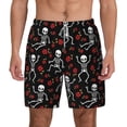 thumbnail image 1 of Balery Skeleton with Roses Mens Swim Trunks Swim Shorts for Men Quick Dry Inseam Beach Shorts with Compression Liner Pocket-XX-Large, 1 of 9