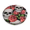 thumbnail image 1 of Balery Skull And Roses Velvet Round Bar Chair Cushion Cover Adjustable, Protects From Scratches And Stains, Soft & Washable Ideal For Wooden And Metal Stools - 12 Inch, 1 of 7