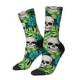 thumbnail image 1 of Balery Skull and Palm Leaves Pattern Crew Socks Unisex– Soft & Breathable Socks for Men & Women, One-Size Fits Most (US 5-11), Comfortable & Durable for Daily Wear, 1 of 6