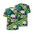 thumbnail image 1 of Balery Skull and Palm Leaves Baseball Jersey for Men Casual Button Down Shirts Short Sleeve Active Team Sports Uniform-Large, 1 of 9