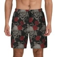thumbnail image 1 of Balery Skull and Red Roses Mens Swim Trunks Swim Shorts for Men Quick Dry Inseam Beach Shorts with Compression Liner Pocket-Large, 1 of 9