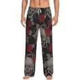 thumbnail image 1 of Balery Skull and Red Roses print Men's Pajama Pants,Ultra Lightweight Pjs,Lounge Pant-Large, 1 of 9
