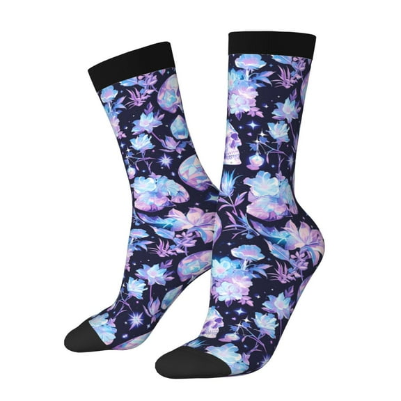 Balery Skull crystal flower Pattern Crew Socks Unisex– Soft & Breathable Socks for Men & Women, One-Size Fits Most (US 5-11), Comfortable & Durable for Daily Wear