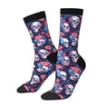 thumbnail image 1 of Balery Skull flower blue Pattern Crew Socks Unisex– Soft & Breathable Socks for Men & Women, One-Size Fits Most (US 5-11), Comfortable & Durable for Daily Wear, 1 of 6