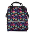 thumbnail image 1 of Balery Skull mushroom colorful Mummy Backpack - Waterproof Twill Canvas, Large Capacity Diaper Bag with Multiple Pockets and Adjustable Straps, 1 of 6