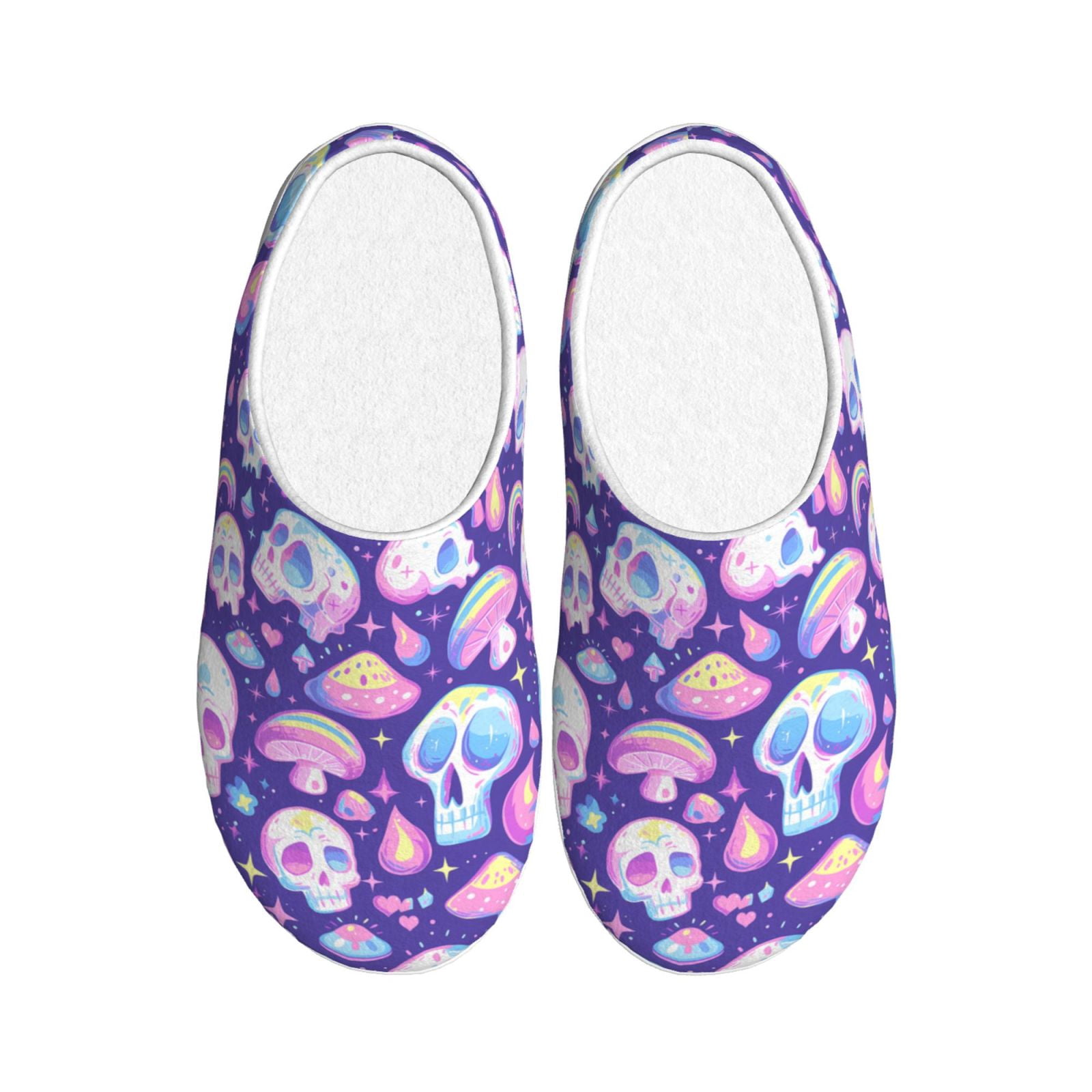 Sugar Skull Skeleton Girly Paisley Pattern Print Premium Home Slippers main image 0