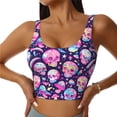 thumbnail image 1 of Balery Skull mushroom colorful cute Pattern Racerback Sports Bras for Women - Padded Seamless High Impact Support for Yoga Gym Workout Fitness-Large, 1 of 8