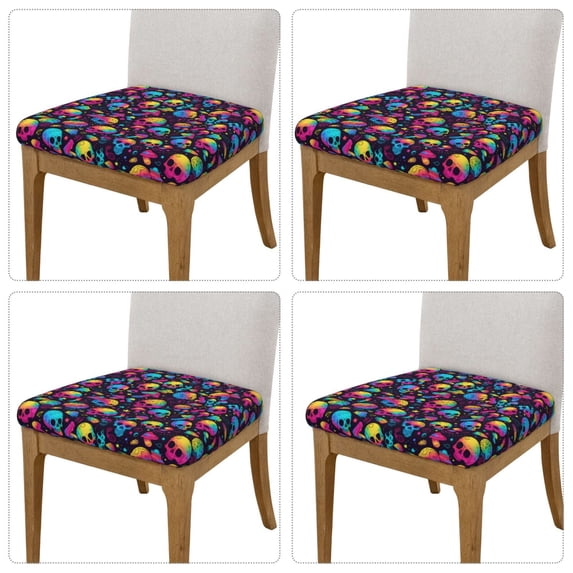 Balery Skull rainbow color mushroom Stretch Couch Cushion Covers, Individual Sofa Cushion Covers, Soft Chair Sofa Seat Cushion Slipcover with Elastic Bottom Milk Silk-16.9in