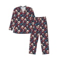 thumbnail image 1 of Balery Skull red flower blue Pattern Pajama Sets for Men Long Sleeve 2 Piece Sleepwear Loungewear Sets Soft PJ's with Pockets Long Sleeve Comfy Pj Sets-Large, 1 of 7