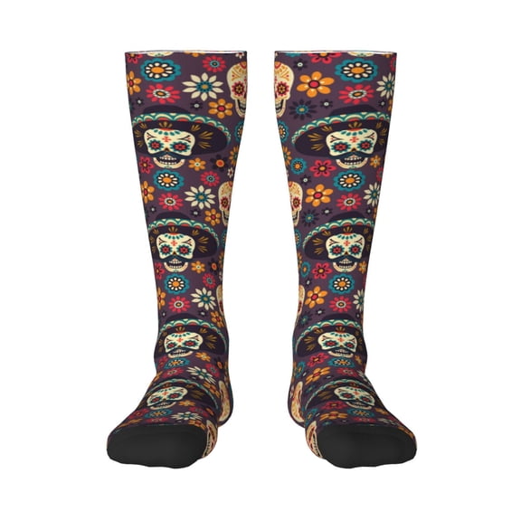 Balery Skulls And Flowers Fun Novelty Socks Men'S Women'S Crew Socks Funny Crazy Novelty Socks Quirky And Cool Socks