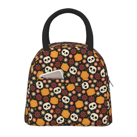 Balery Skulls Pattern Lunch Bag Women, Lunch Box, Lunch Bag, Small Leakproof Lunch Tote Large Capacity Reusable Insulated Cooler Lunch Container-One Size