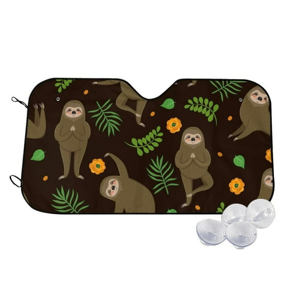 Balery Sloth Doing Yoga Print Car Windshield Sun Shade,Windshield Sunshade for Car Pickup Truck SUV Accessories-Small
