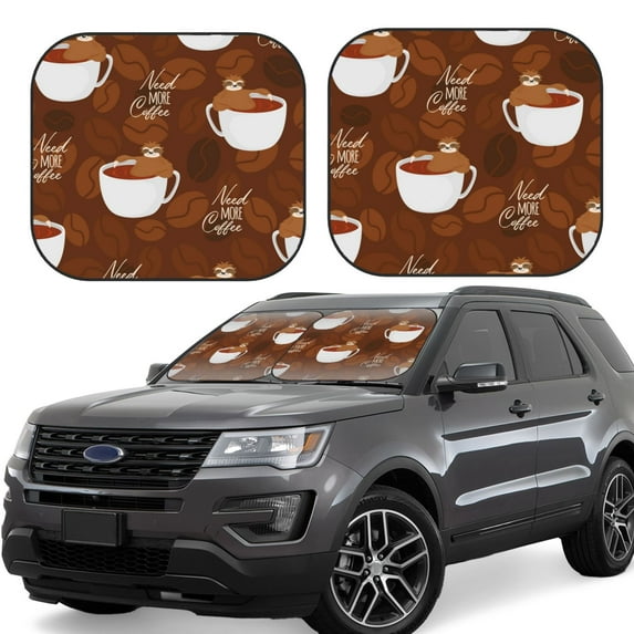 Balery 2 Piece Sloths Need More Coffee Car Windshield Sun Shade|Foldable Front Windshield Shade for Car Front Window for Most Sedans SUV Truck-Large