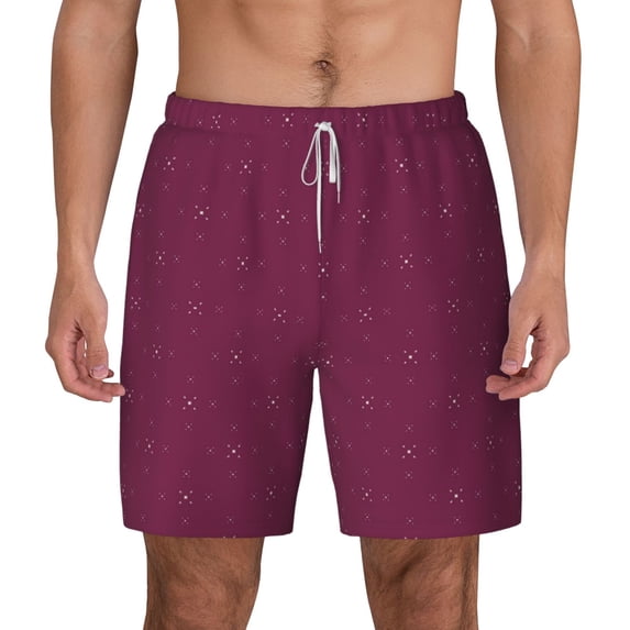 Balery Small Stars Mens Swim Trunks Swim Shorts for Men Quick Dry Inseam Beach Shorts with Compression Liner Pocket-Medium