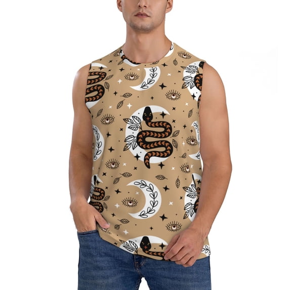Balery Snake And Flower Men's Sleeveless Muscle Shirts Workout Tank Top, Moisture Wicking, Odor Protection-Large