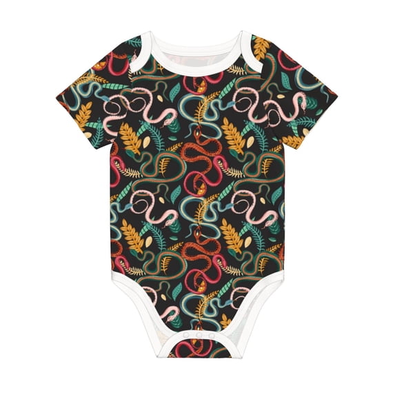 Balery Snake And Flower Pattern Baby Climbing Clothes Infant Bodysuit Cute Infant Bodysuit Baby Romper-2 Years
