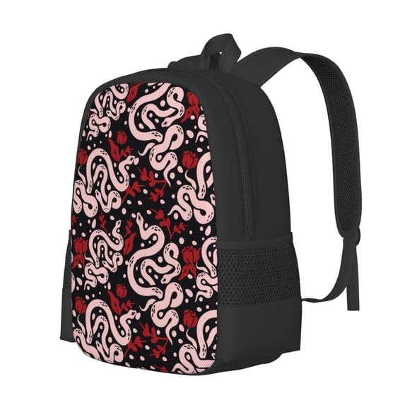 Balery Snake And Rose Backpack for Men and Women - Durable 600D Oxford Cloth -Large Capacity, Water-Resistant School, Travel, and Hiking Bag