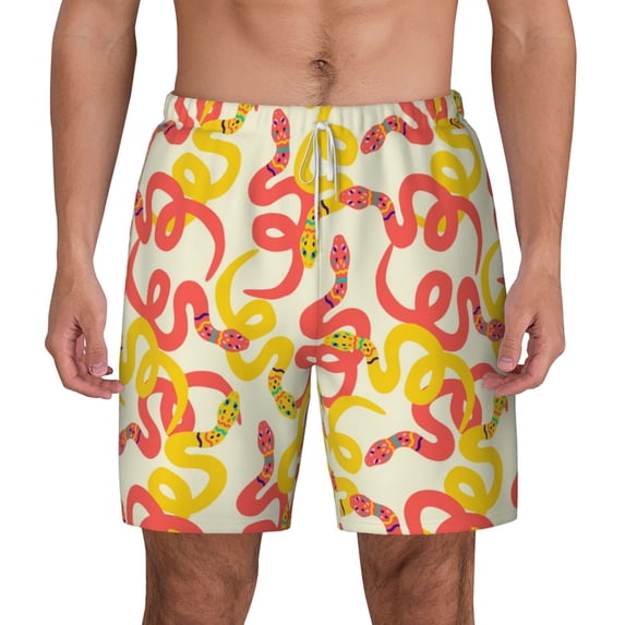 Balery Snake Mens Swim Trunks Swim Shorts for Men Quick Dry Inseam Beach Shorts with Compression Liner Pocket-3X-Large