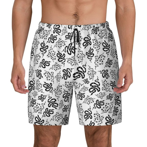 Balery Snake Mens Swim Trunks Swim Shorts for Men Quick Dry Inseam Beach Shorts with Compression Liner Pocket-XX-Large