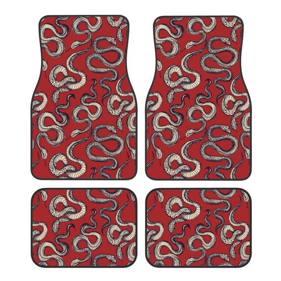 Balery Snake Pattern 4-Piece Floor Mats, Heavy-Duty Rubber Liners, Anti-Slip Design, All-Season Automotive Protection, Vehicles, Cars, Trucks, and SUVs