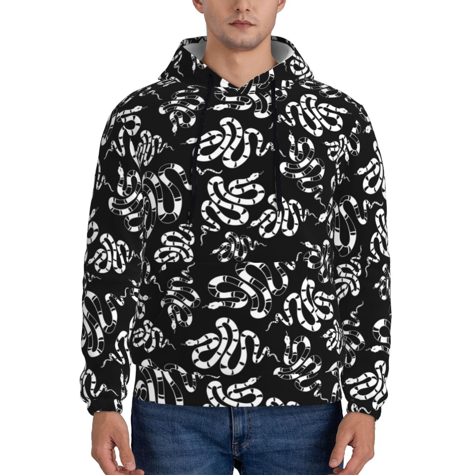 Pattern Print Lizard Men Pullover Hoodie