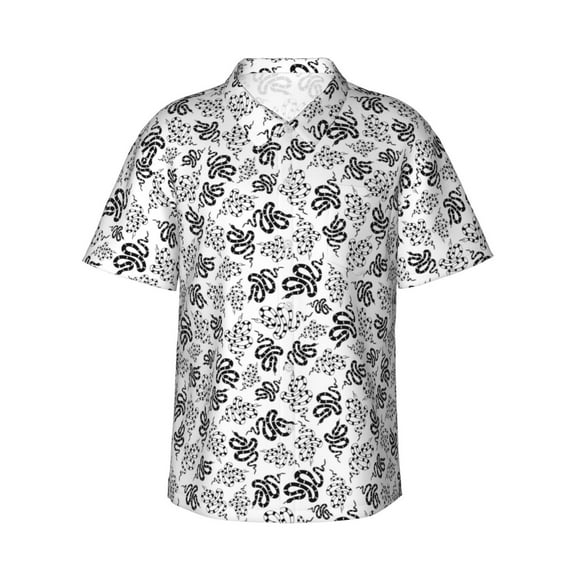 Balery Snake Print Men's Hawaiian Shirts Short Sleeve Beach Shirt Relaxed Fit Vacation Button Down Shirts-