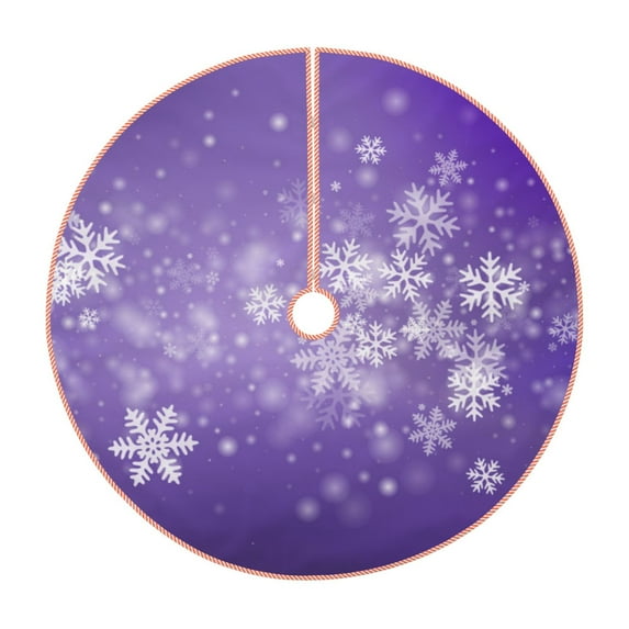 Balery Snowfall Sky White Purple Printed Christmas Tree Skirt , Merry Christmas Party Christmas Tree Decoration,Adjustable Tree Skirt-48"