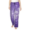 thumbnail image 1 of Balery Snowfall Sky White Purple print Women's Pajama Pants,Ultra Lightweight Pjs,Lounge Pant-XX-Large, 1 of 9