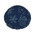 thumbnail image 1 of Balery Snowflake Dark Blue Shower Caps, Double Layer Waterproof Shower Cap, Double Layers Reusable Shower Cap With Soft Comfortable For Long Thick Hair Soft Bath Shower Hair Caps, 1 of 9