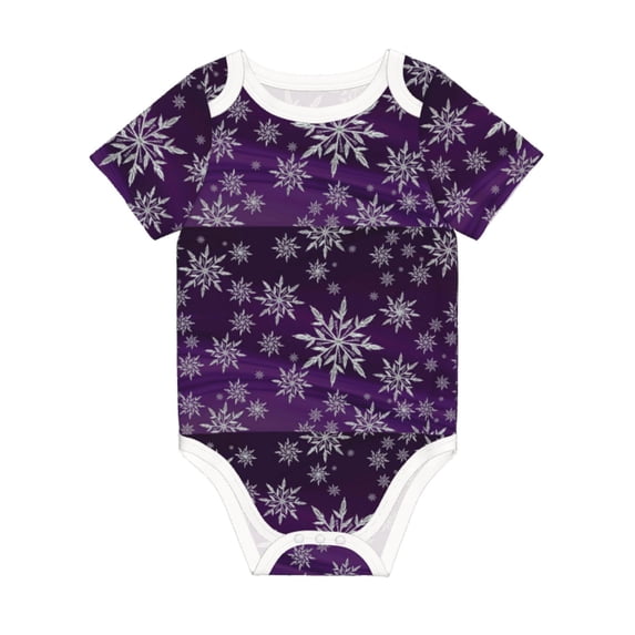 Balery Snowflake Gradient Purple Pattern Baby Climbing Clothes Infant Bodysuit Cute Infant Bodysuit Baby Romper-12 Months
