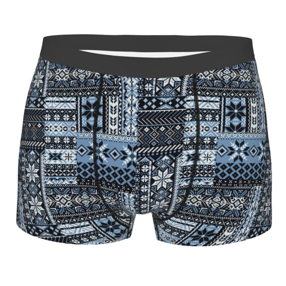 Balery Snowflake Vintage Pattern Men's Boxer Briefs, Soft and Breathable Cotton Underwear with nylon Waistband-Medium