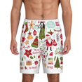 thumbnail image 1 of Balery Snowflakes Santa Claus Men's Cotton Knit Pajama Shorts Waistband & Pockets,Short Pajama Pants-Small, 1 of 8