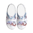 thumbnail image 1 of Balery Snowy Cottage Holiday Scene Pattern Women's Fuzzy Memory Foam Slippers Fluffy Winter House Shoes Indoor and Outdoor-39/40, 1 of 7