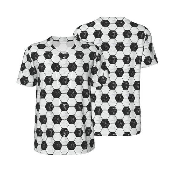 Balery Soccer Baseball Jersey for Men Casual Button Down Shirts Short Sleeve Active Team Sports Uniform-Small
